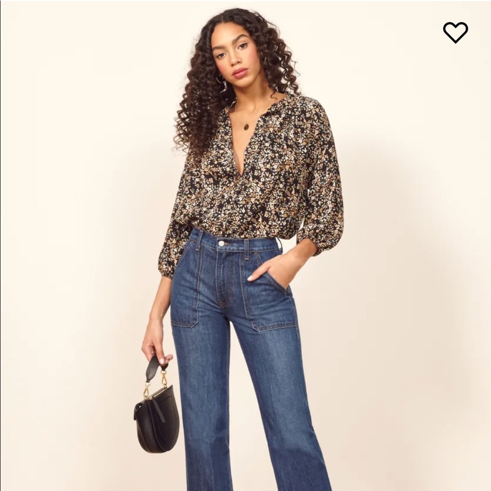 Reformation Laurel Top in Goldfield Floral Print Medium